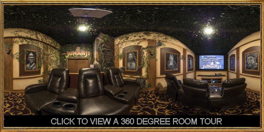 The Jumanji home theater at Great Escape Lakeside Vacation Rental Home near Orlando, FL