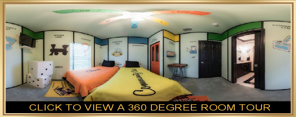Monopoly themed bedroom at an Orlando, FL area vacation rental home