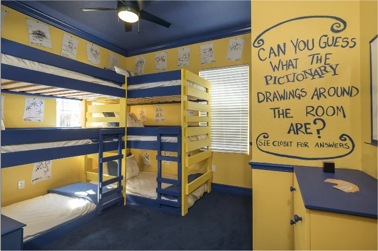 A Pictionary-Themed Bedroom at a Florida Luxury Vacation Rental for Family Reunions